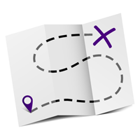 A map with a start point and an X